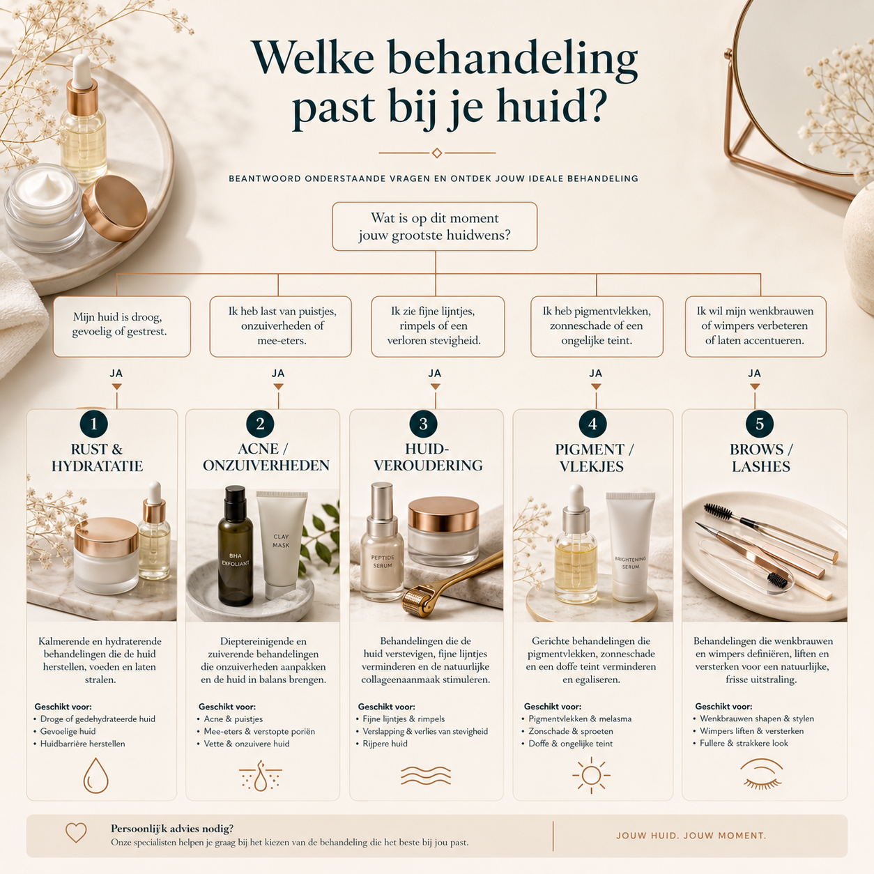 Behandelkaart voor huiddoel en beautyafspraak